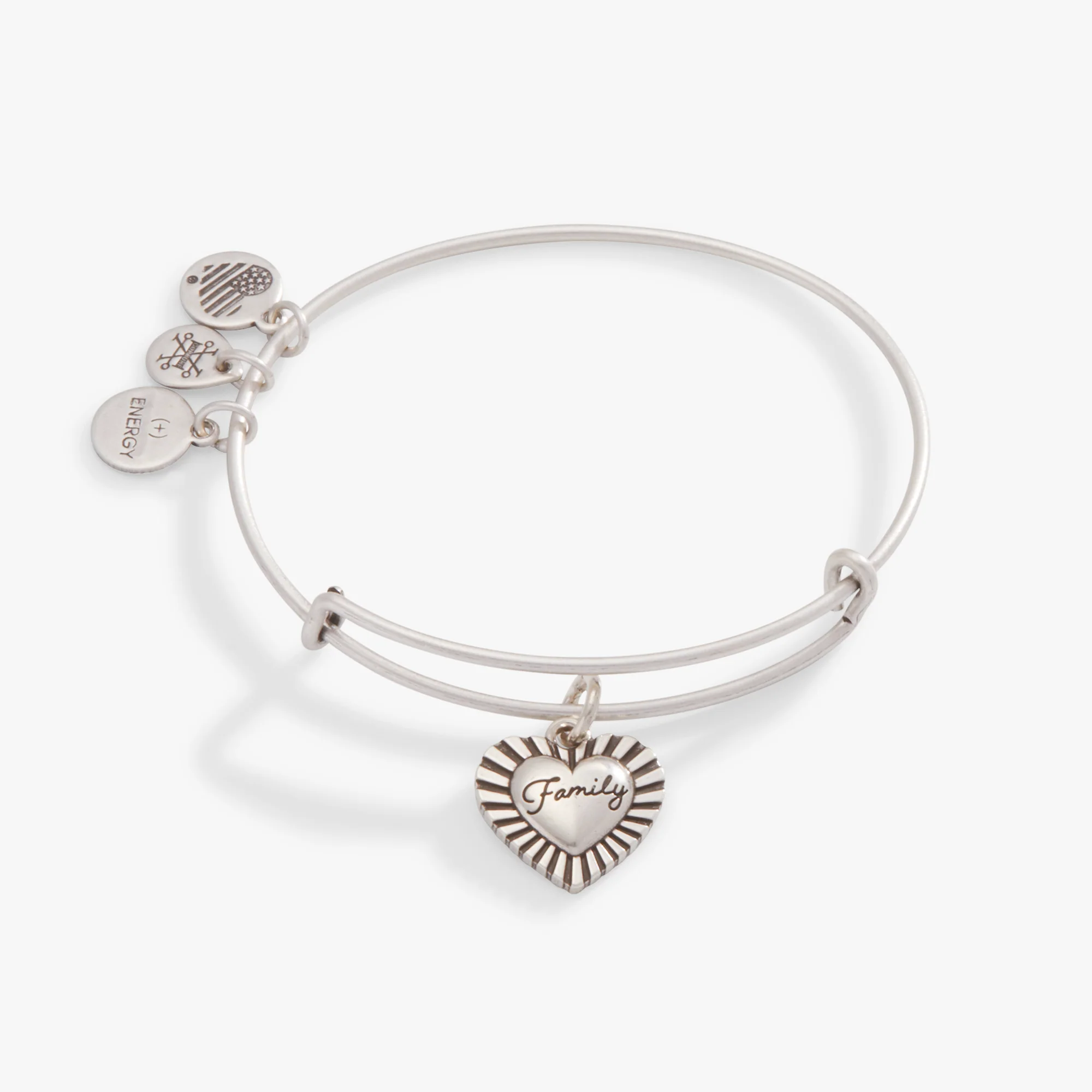 'Family' Heart Charm Bangle Bracelet