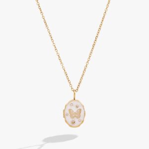 Filigree Butterfly Locket Pendant Necklace