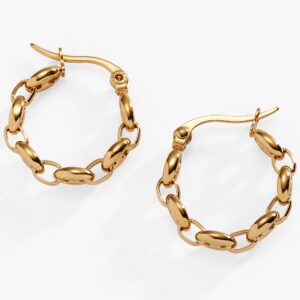 Frozen Mariner Chain Hoop Earrings
