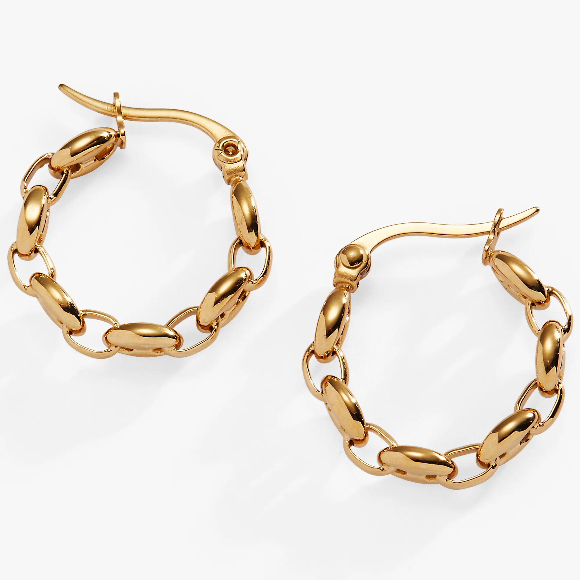 Frozen Mariner Chain Hoop Earrings