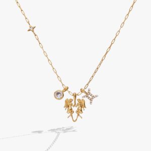 Gemini Zodiac Charm Cluster Necklace