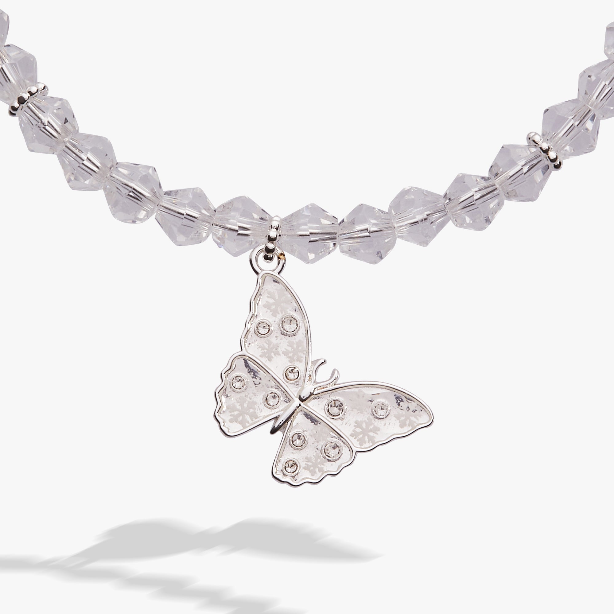 Glass Butterfly Beaded Charm Bangle - Image 3