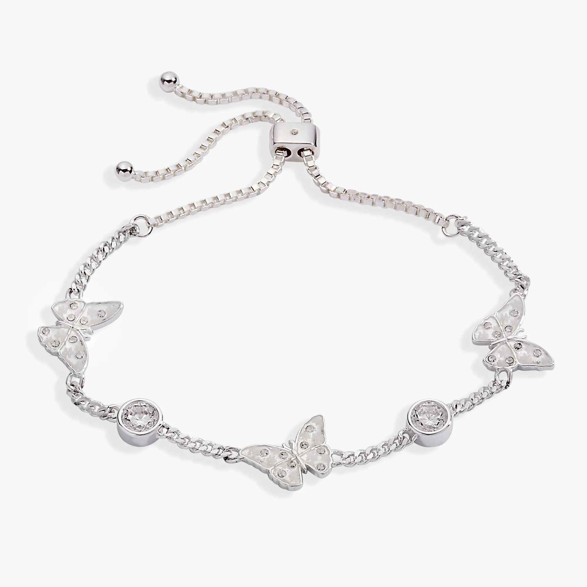 Glass Butterfly Bolo Bracelet