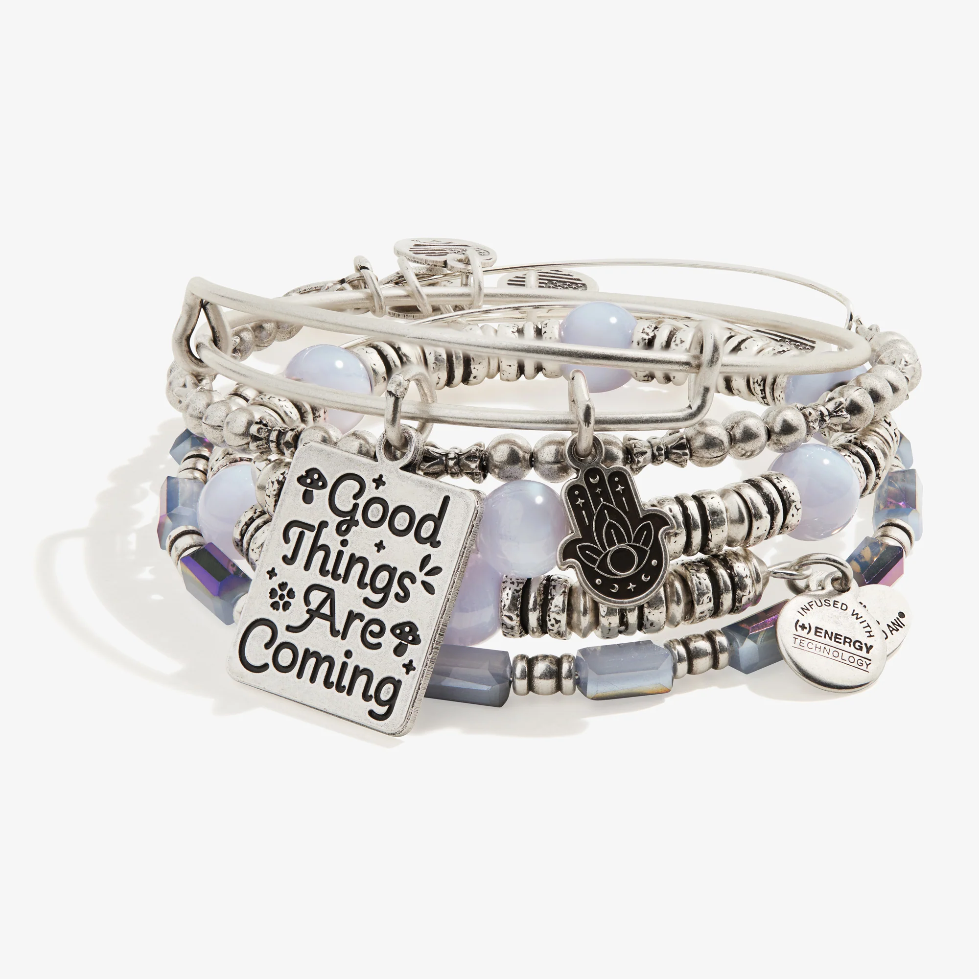 'Good Things Are Coming' Charm Bangles. Set of 4