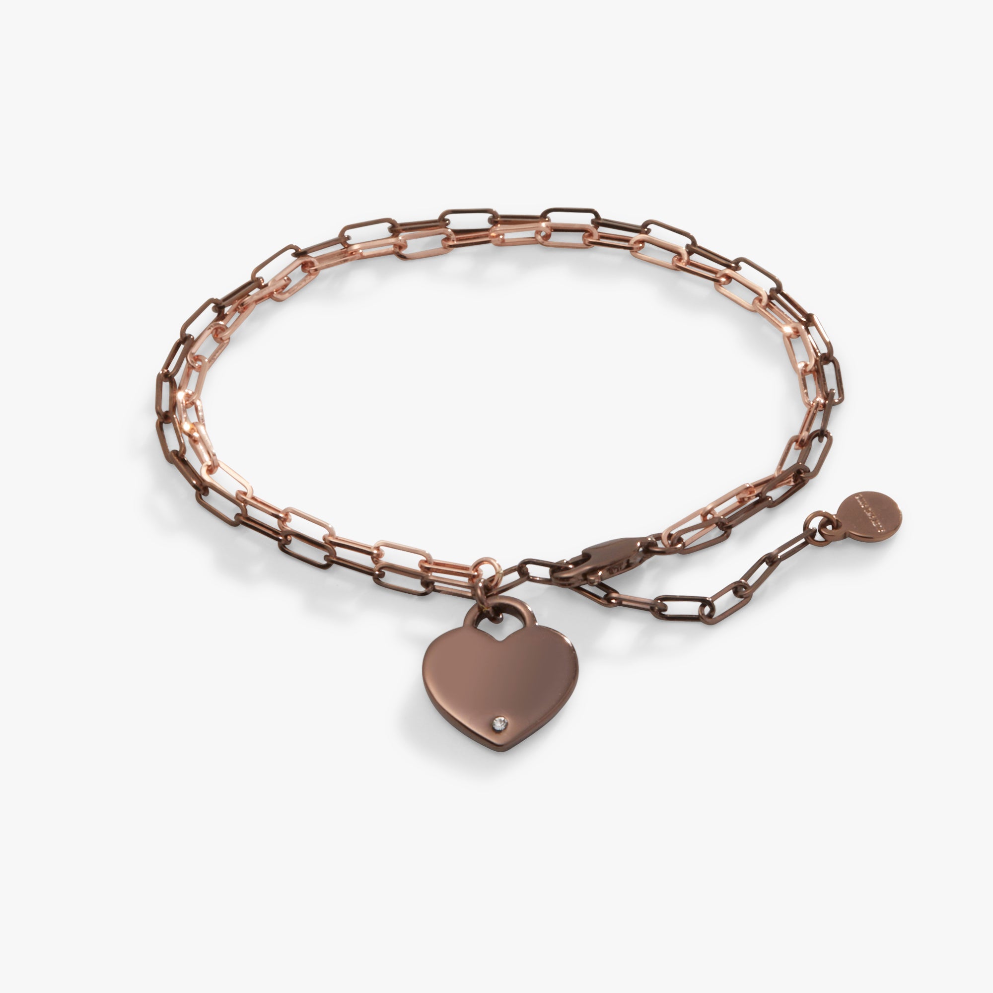 Heart Charm Double Paperclip Chain Bracelet - Image 8