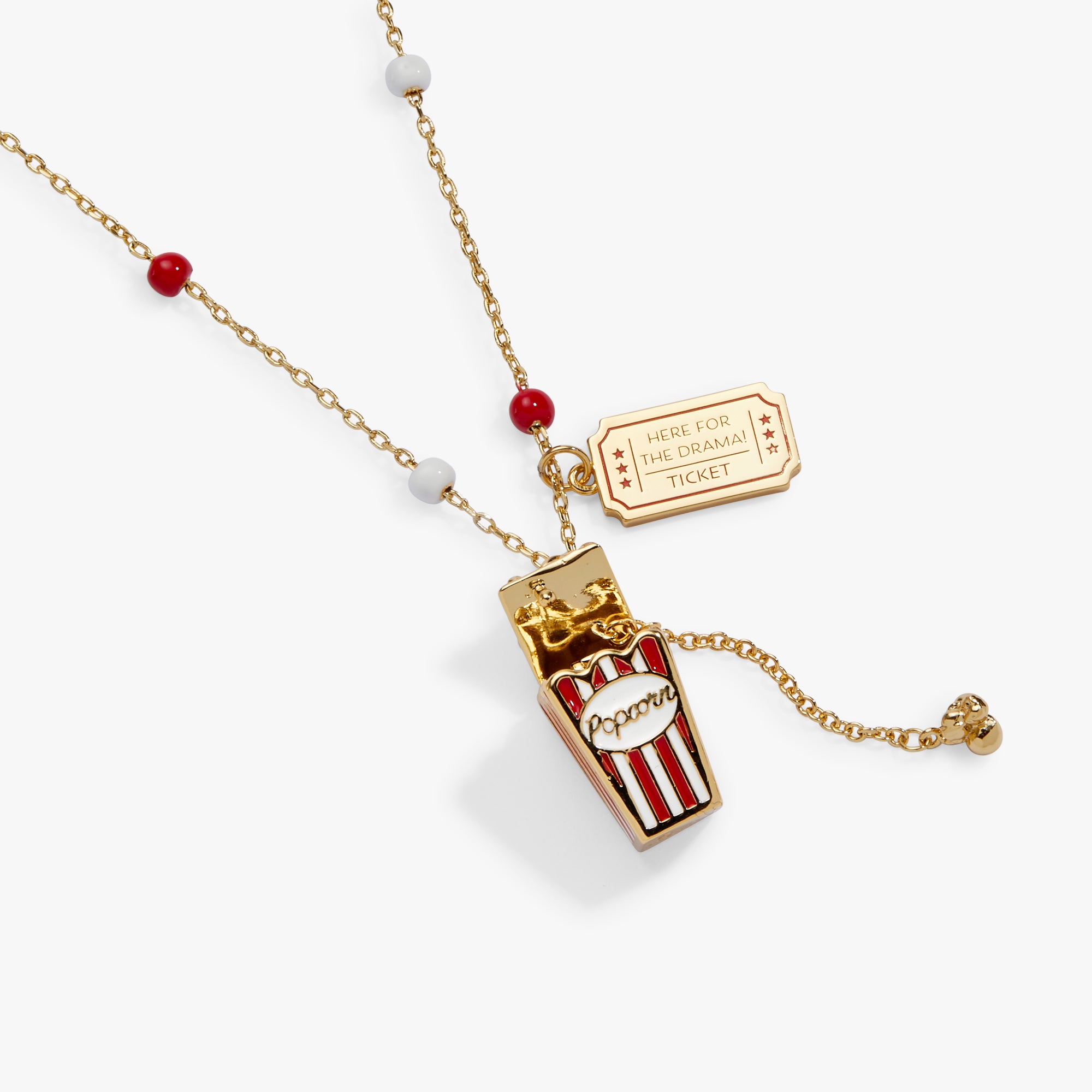 'Here For The Drama!' Popcorn Charm Locket Pendant - Image 3