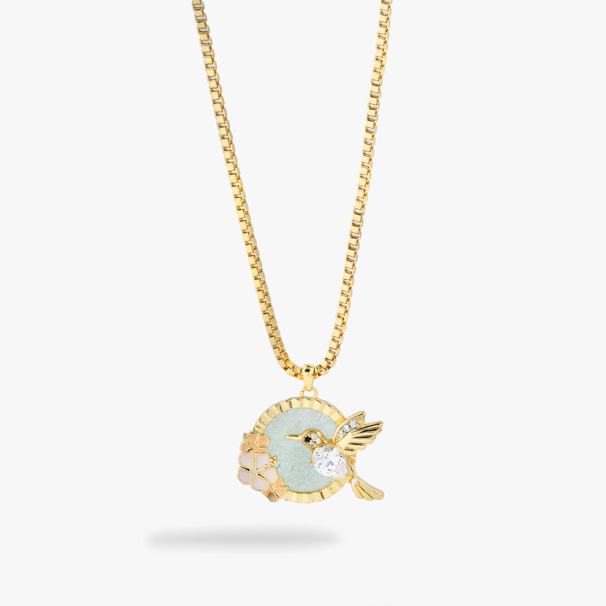 Hummingbird Gemstone Pendant Necklace