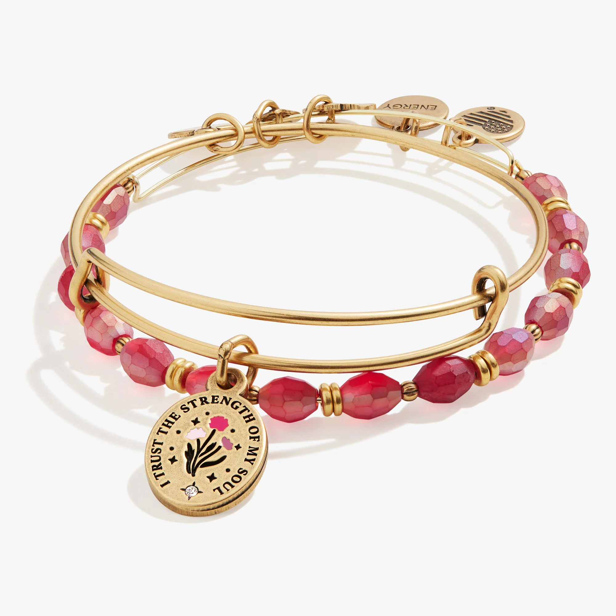 'I Trust the Strength of My Soul' Charm Bangles. Set of 2