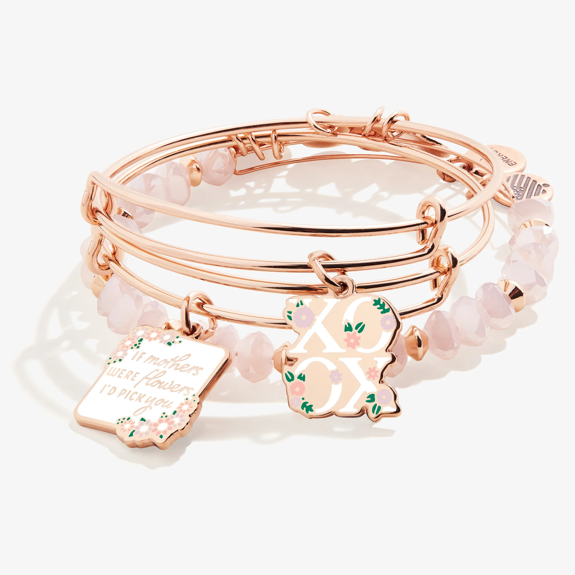 'If Mothers Were Flowers. I'd Pick You' XOXO Charm Bangles. Set of 3