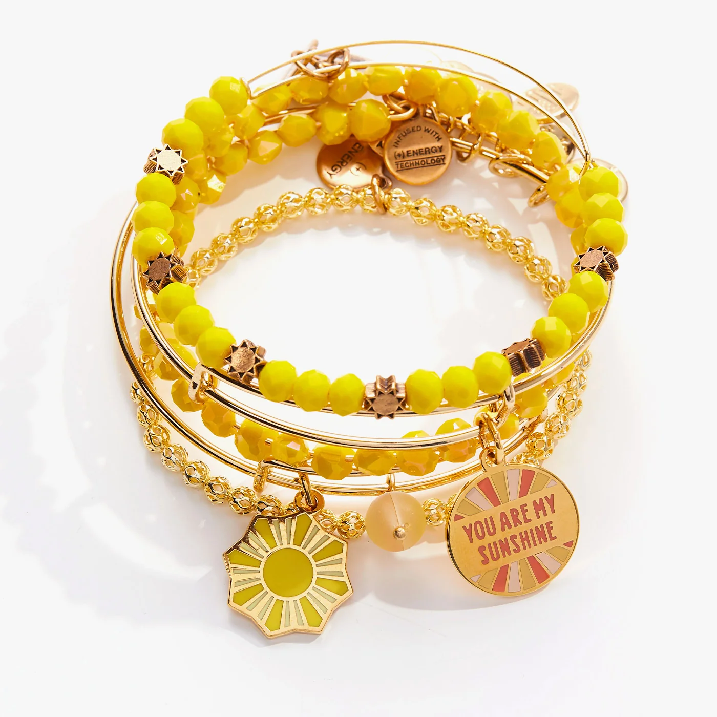 'You Are My Sunshine' Charm Bangles. Set of 5