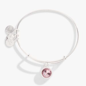 June Birthstone Charm Bangle. Light Amethyst