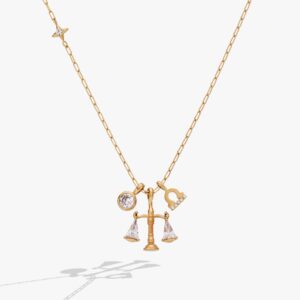Libra Zodiac Charm Cluster Necklace
