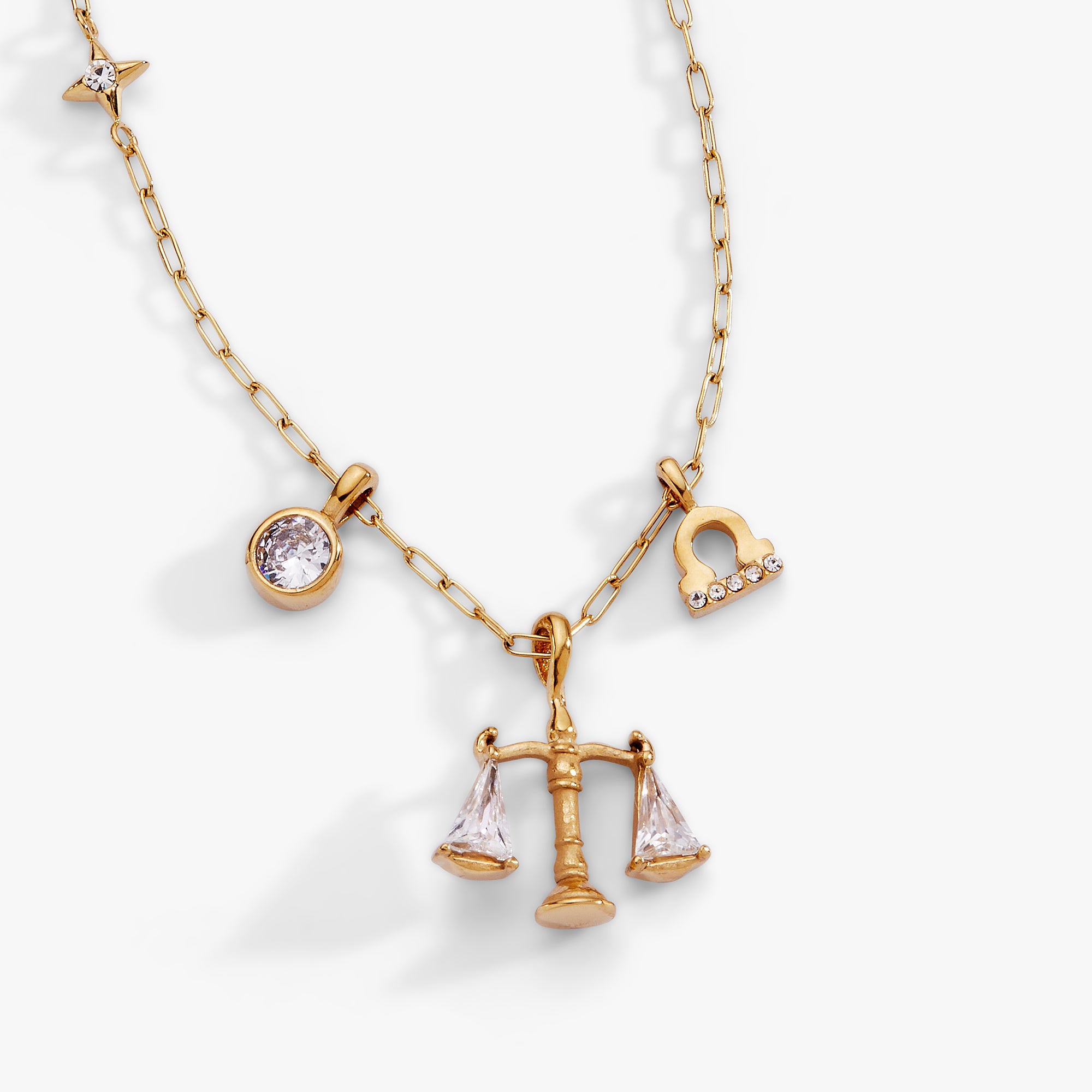 Libra Zodiac Charm Cluster Necklace - Image 3