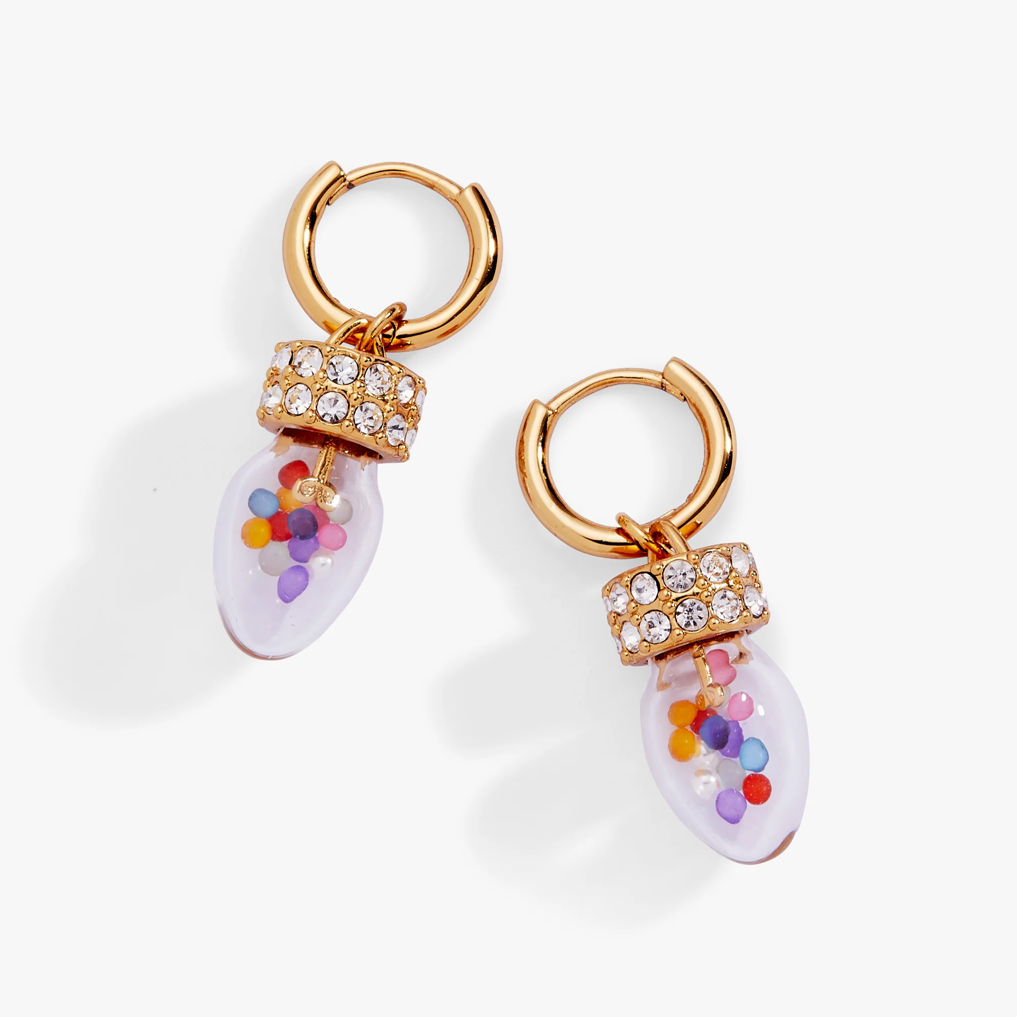 Christmas Light Bulb Shaker Huggie Hoop Earrings