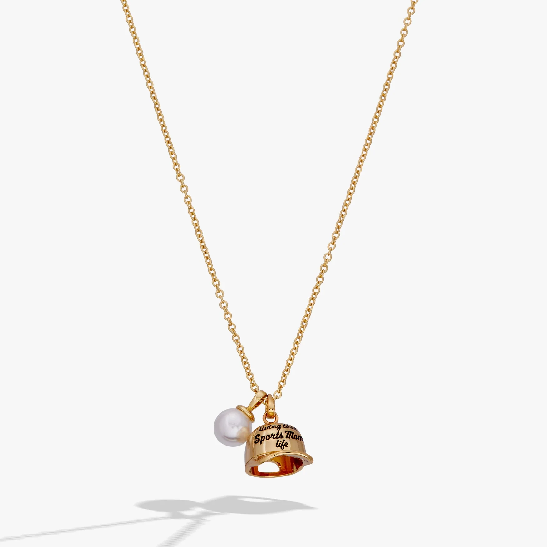 'Living That Sports Mom Life' Baseball Charm Necklace