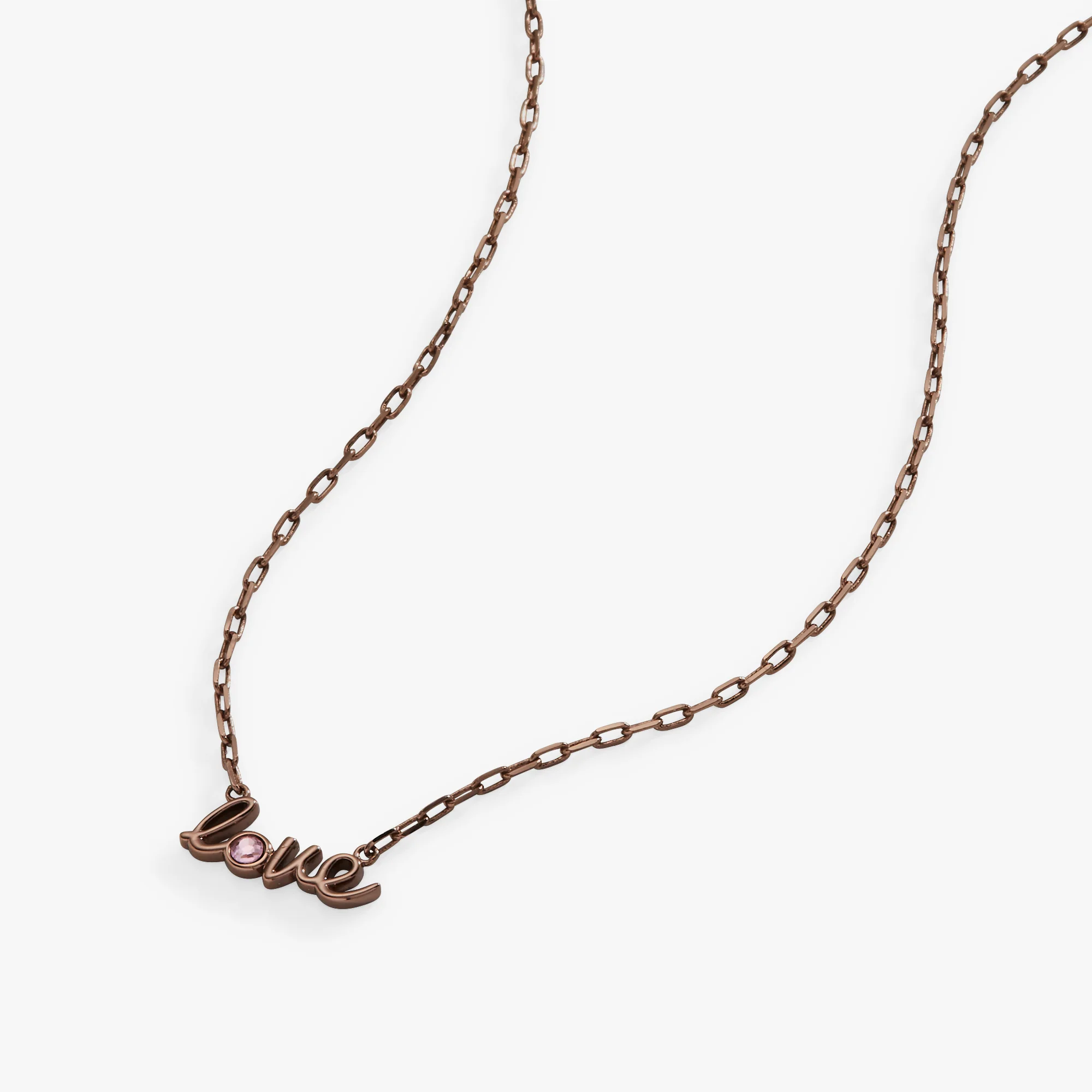 'LOVE' Script and Crystal Necklace. Adjustable