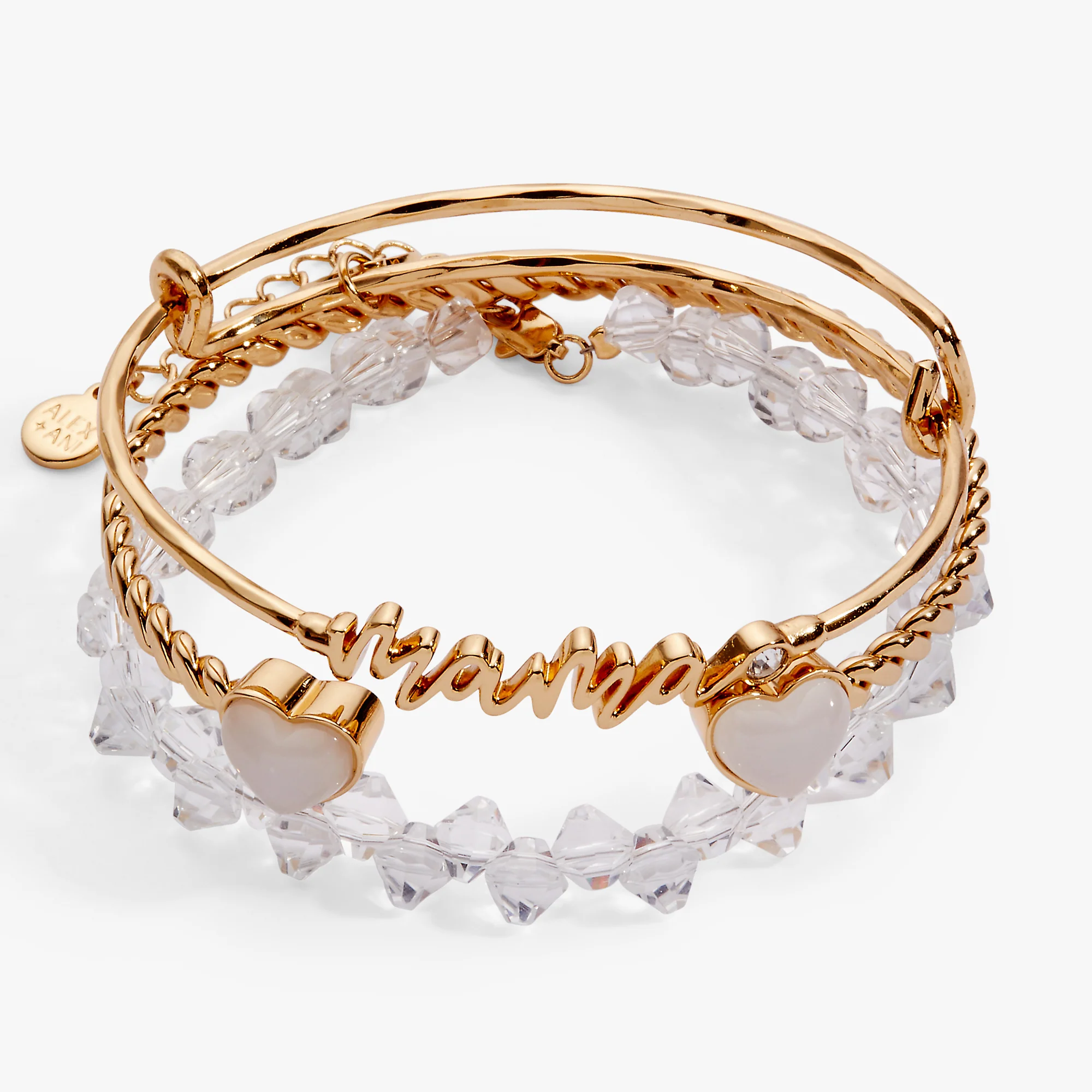 'Mama' Gold Beaded Bangle Set of 3