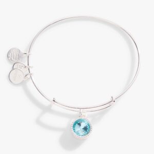 March Birthstone Charm Bangle. Aquamarine