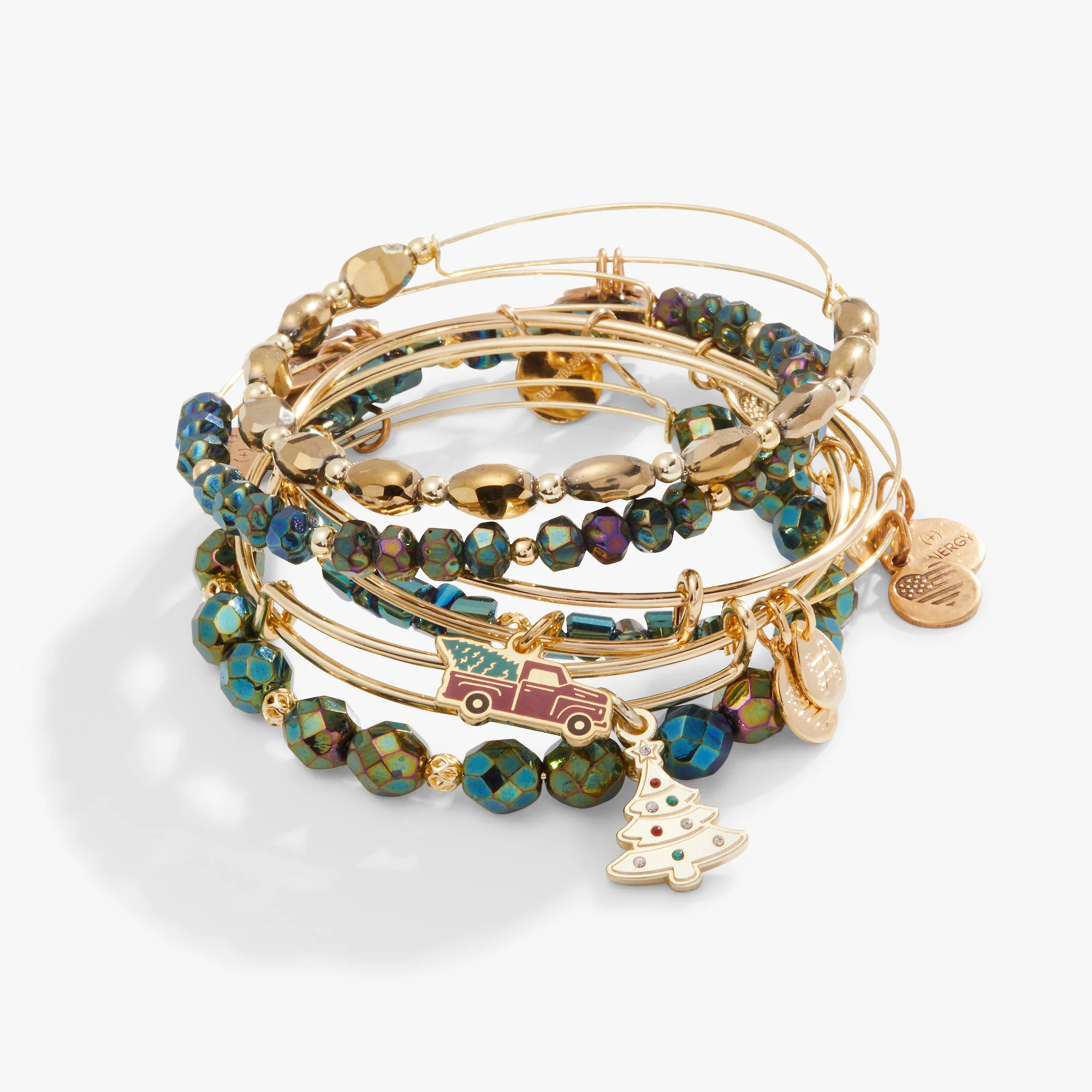 'Merry Everything' Charm Bangle. Set of 6