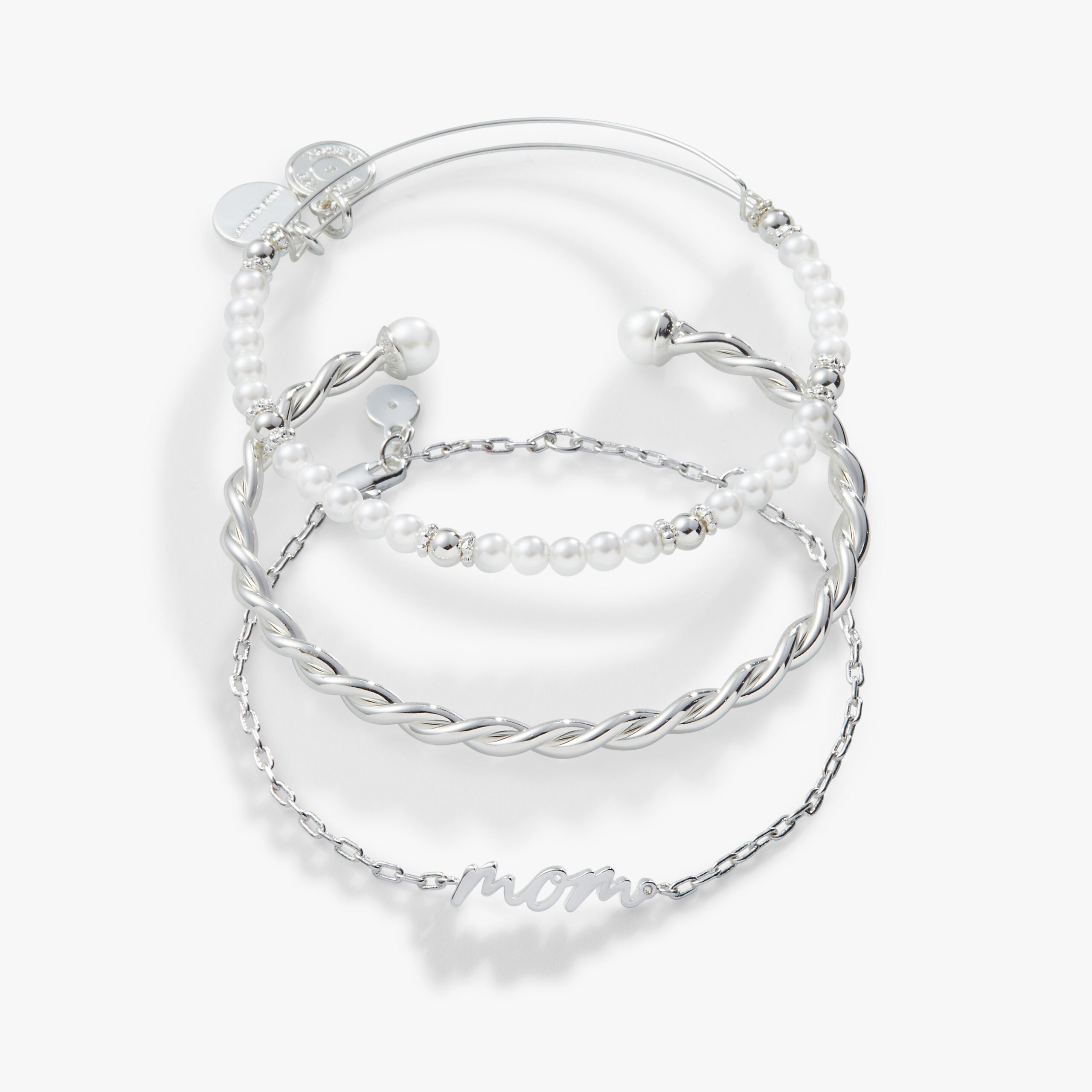 Mom Script Bracelet. Set of 3