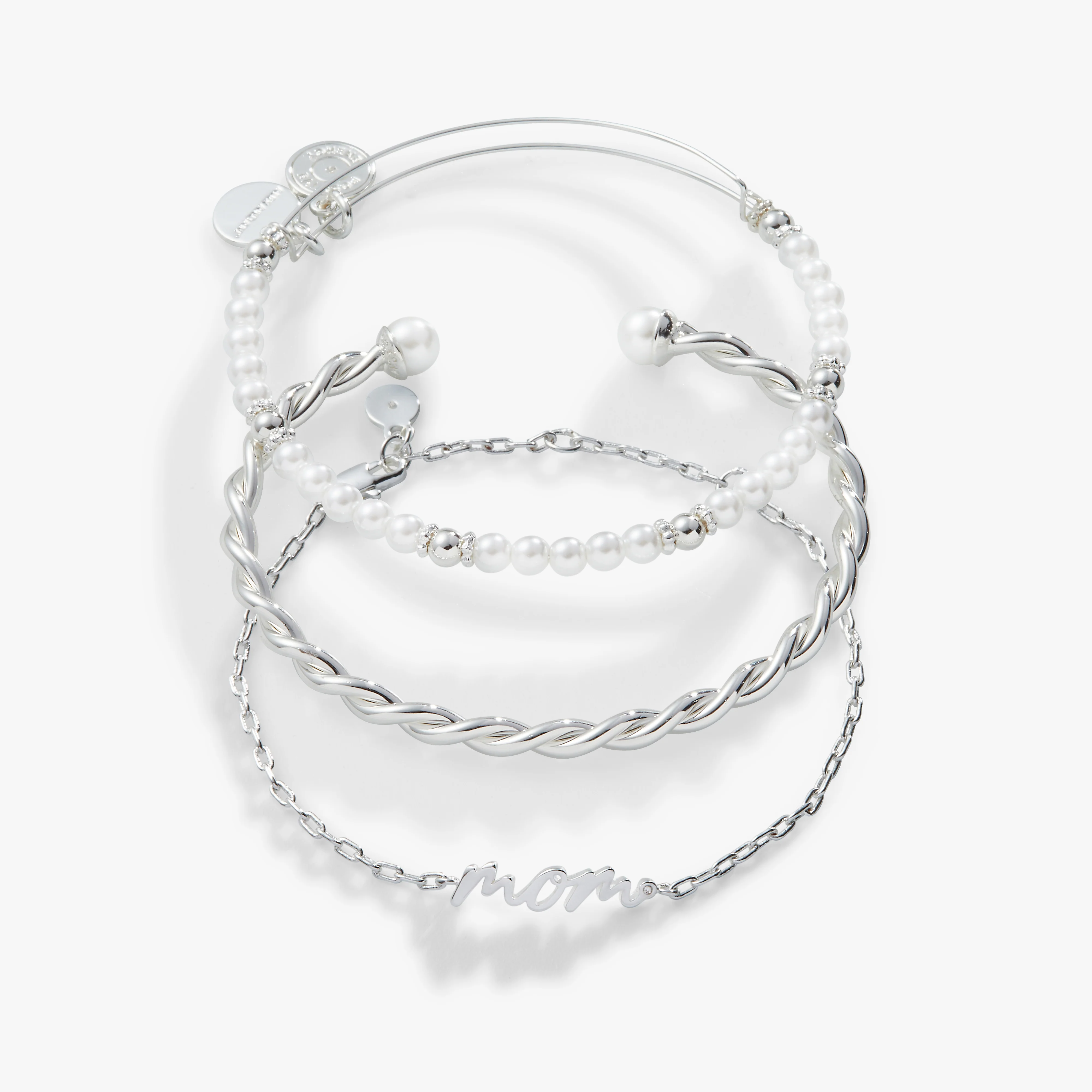 Mom Script Bracelet. Set of 3