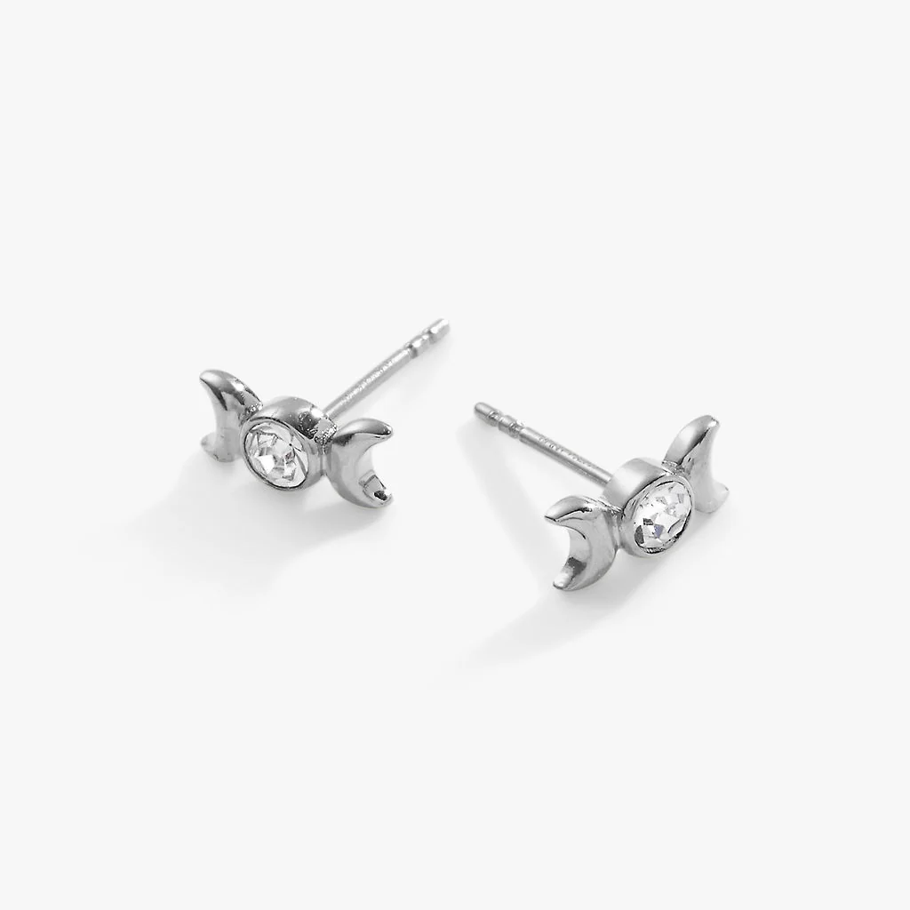 Crystal Lunar Phase Mini Stud Earrings