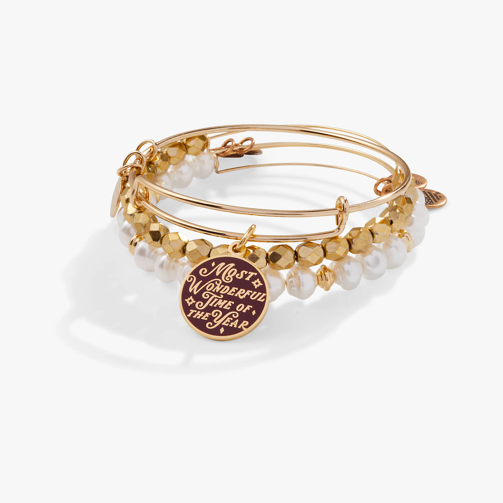 'Most Wonderful Time of the Year' Charm Bangle. Set of 3