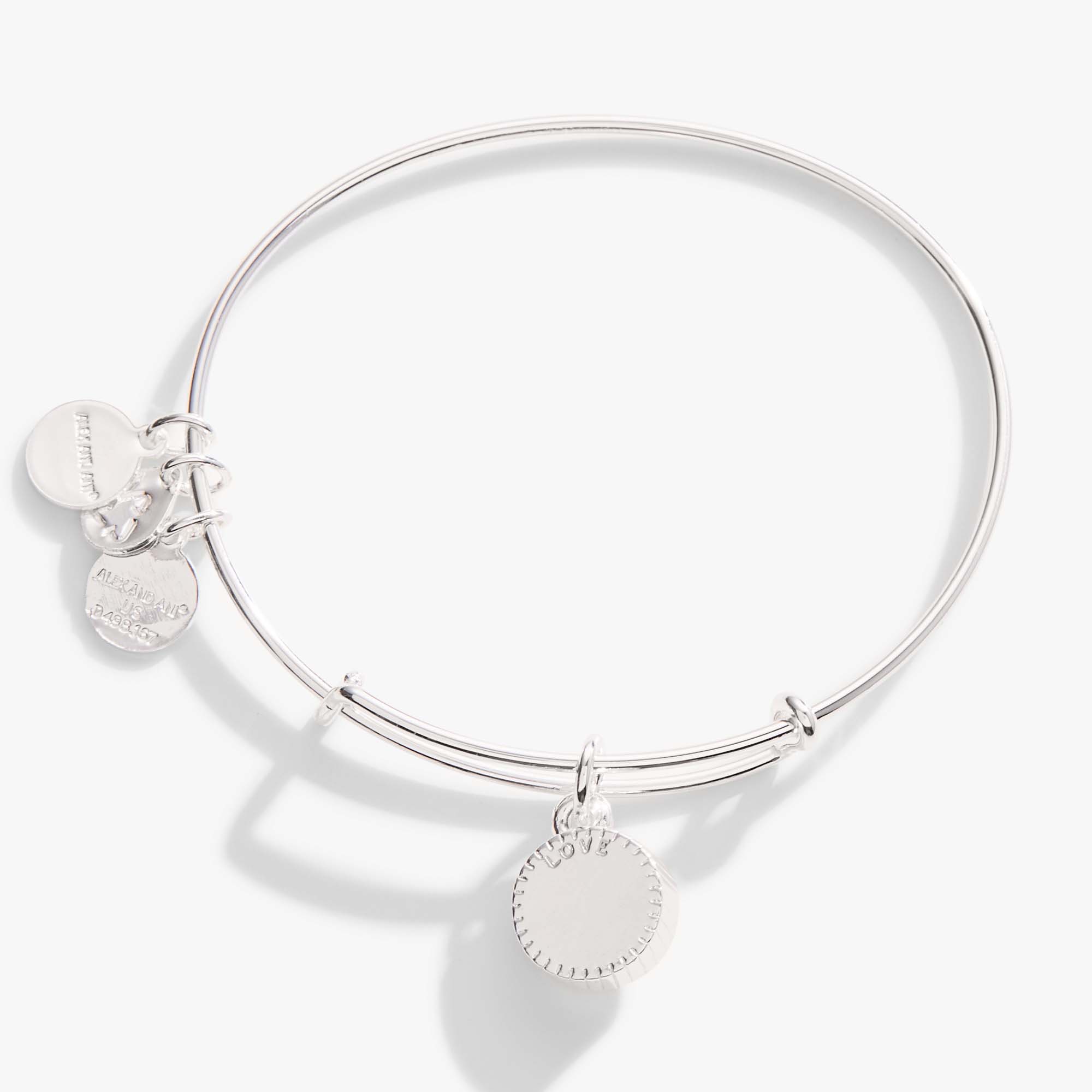 October Birthstone Charm Bangle. Rose - Image 3