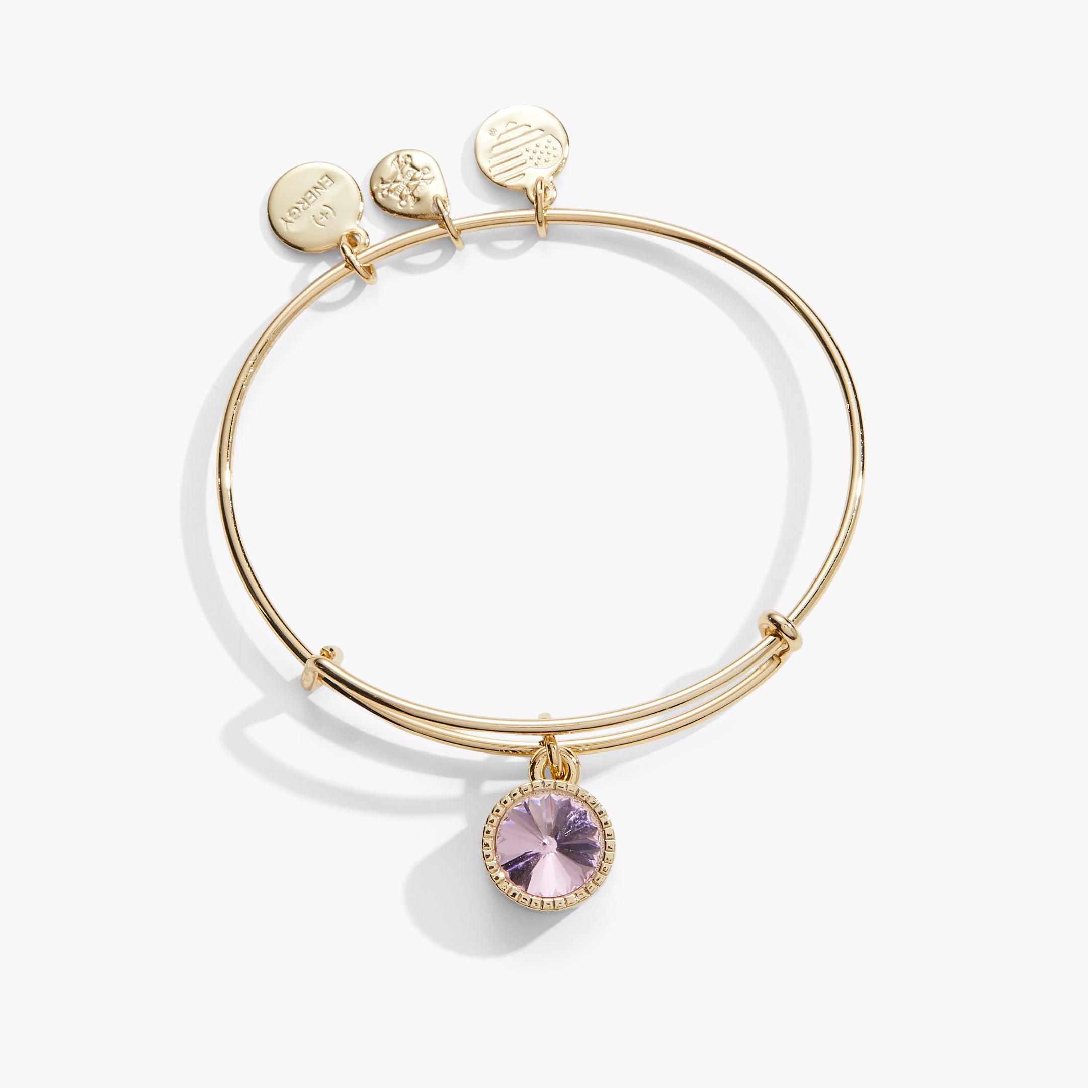 October Birthstone Charm Bangle. Rose - Image 4