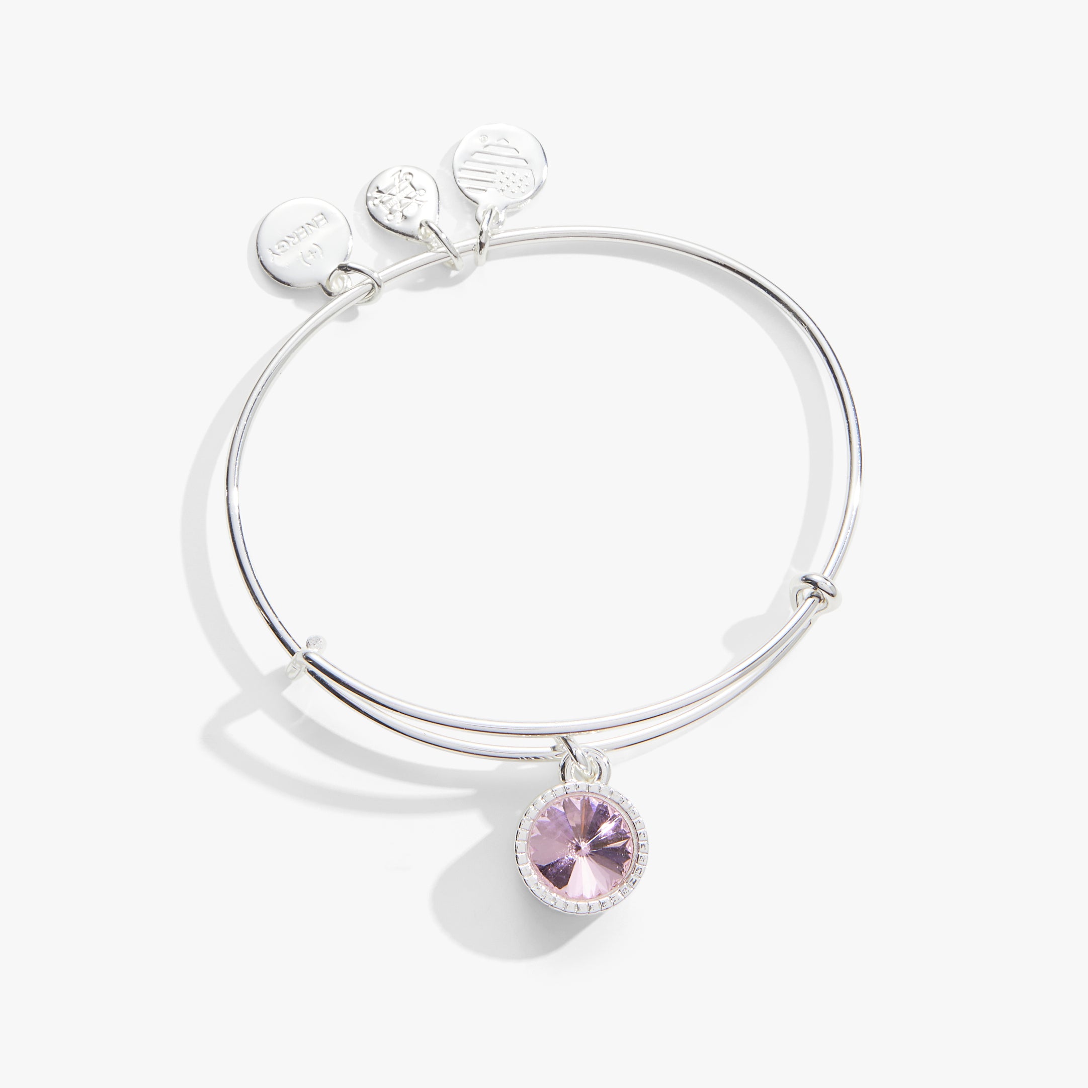 October Birthstone Charm Bangle. Rose