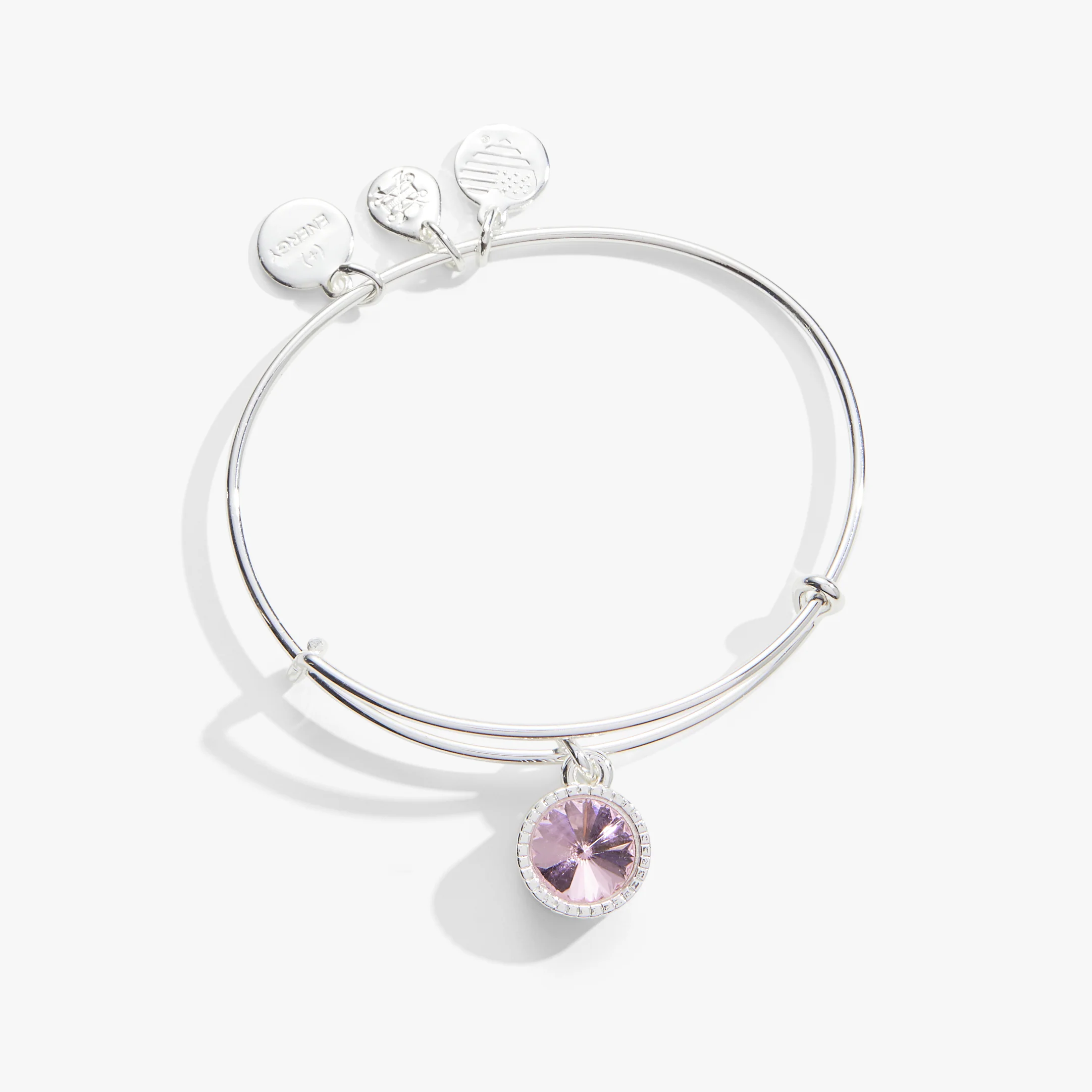 October Birthstone Charm Bangle. Rose
