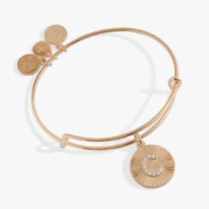 Initial C Pave Starburst Texture Bangle