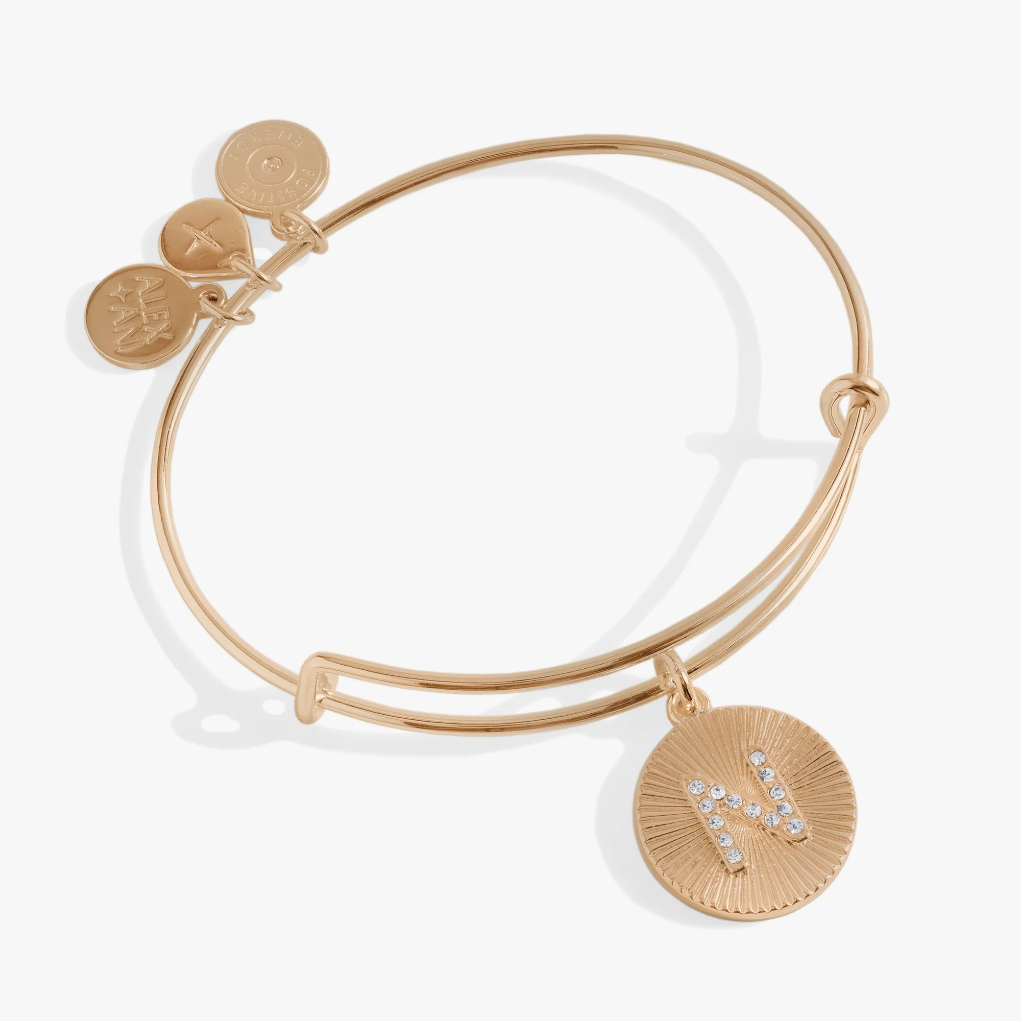 Initial N Pave Starburst Texture Bangle
