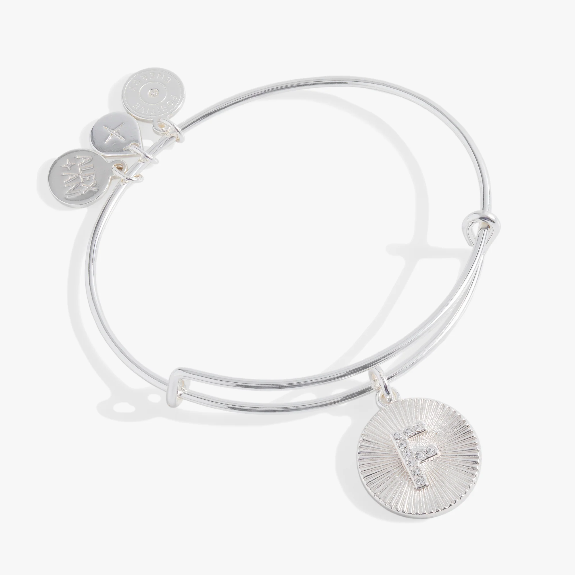 Initial F Pave Starburst Texture Bangle