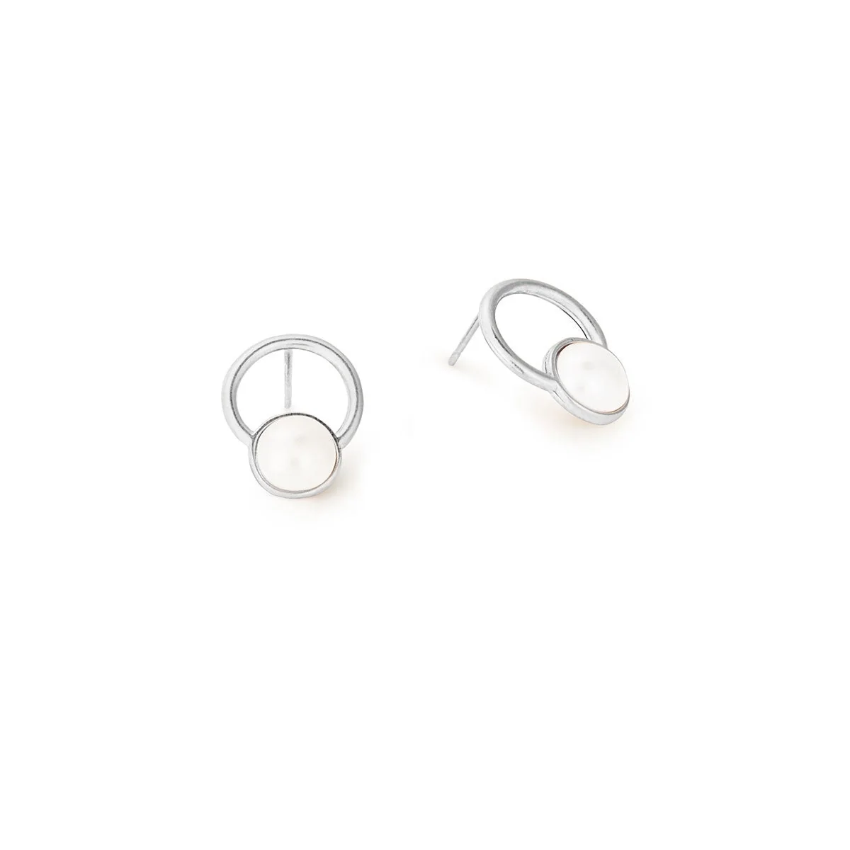 Crystal Pearl Circle Stud Earrings