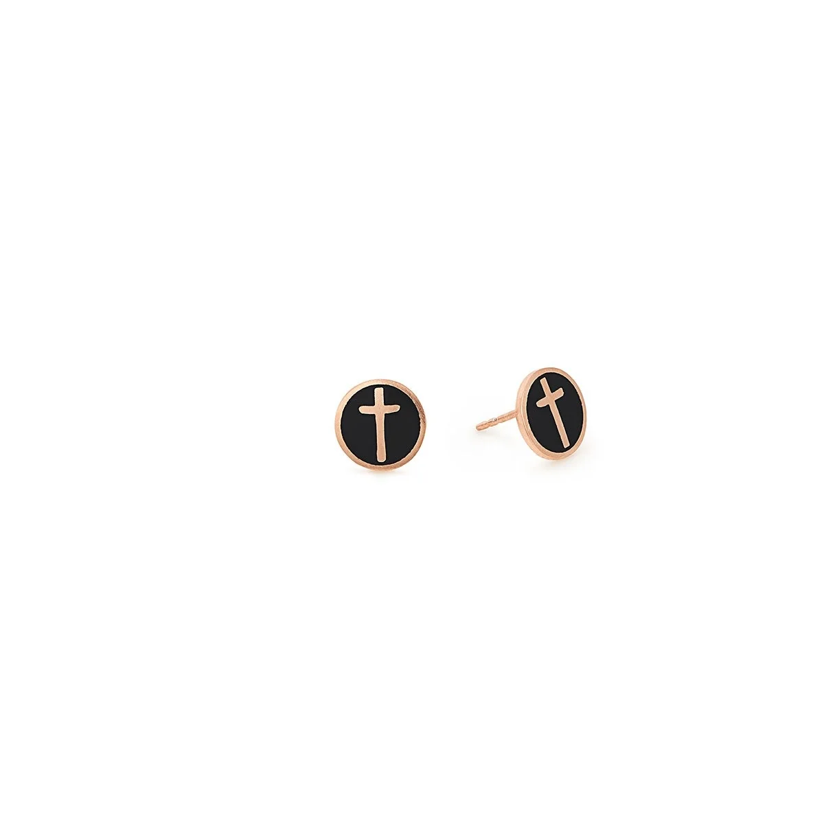 Cross Stud Earrings. Black