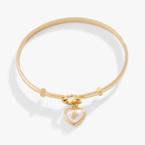 Pearl Heart + Crystal Charm Clip Bangle