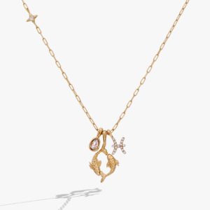 Pisces Zodiac Charm Cluster Necklace