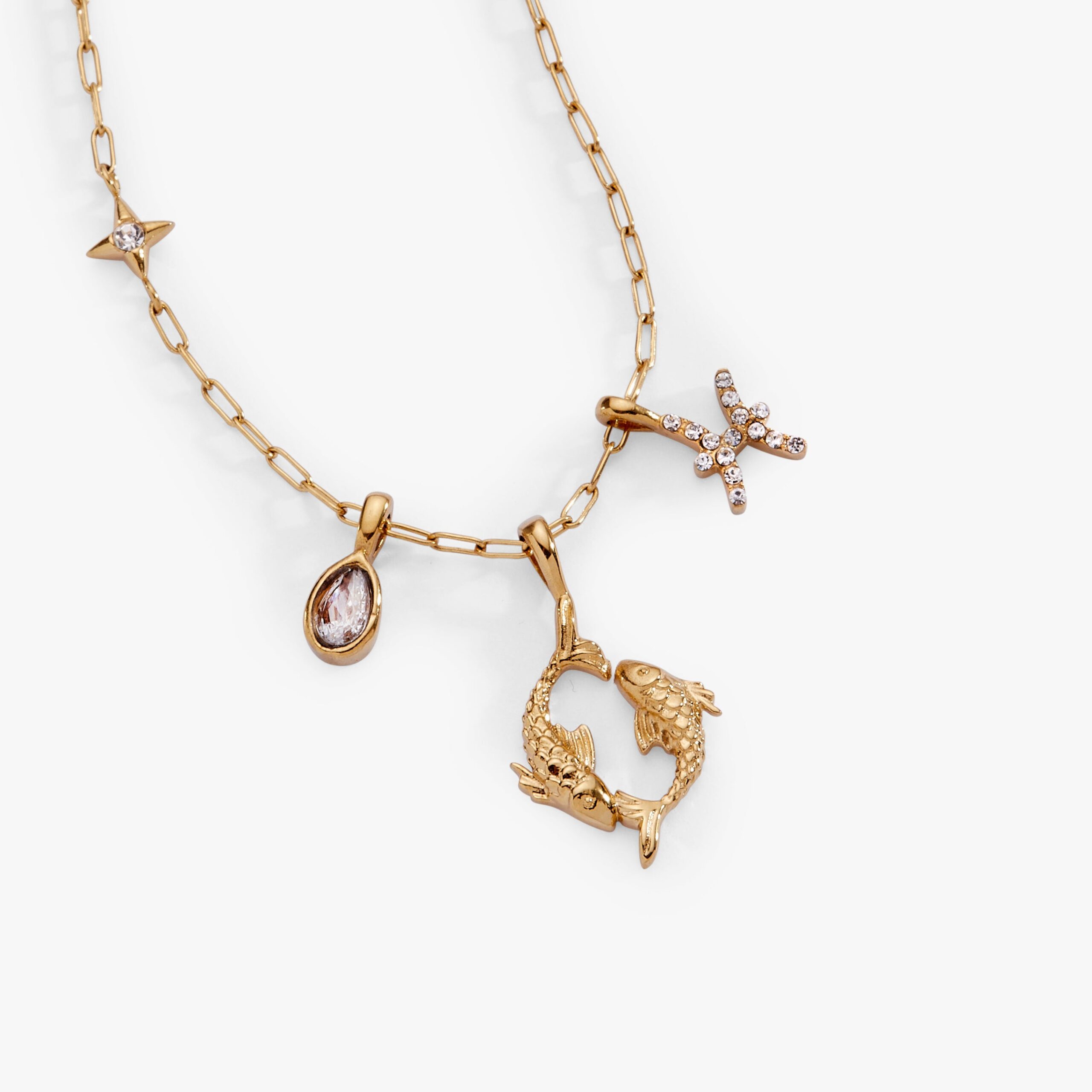 Pisces Zodiac Charm Cluster Necklace - Image 3