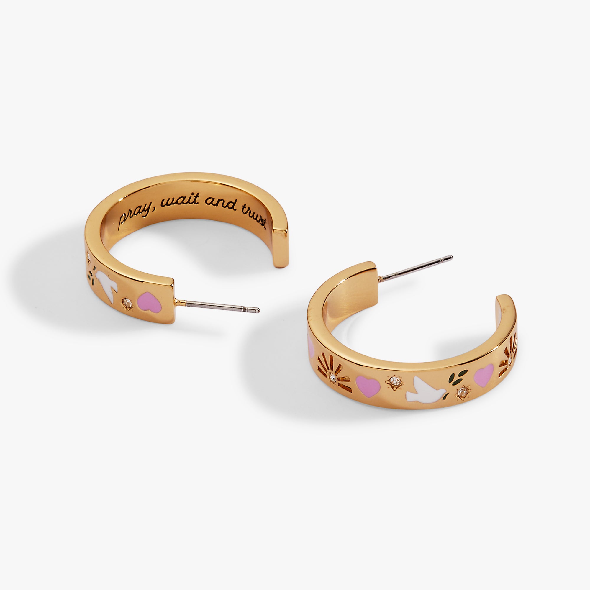 'Pray. Wait and Trust' Hoop Earrings - Image 3