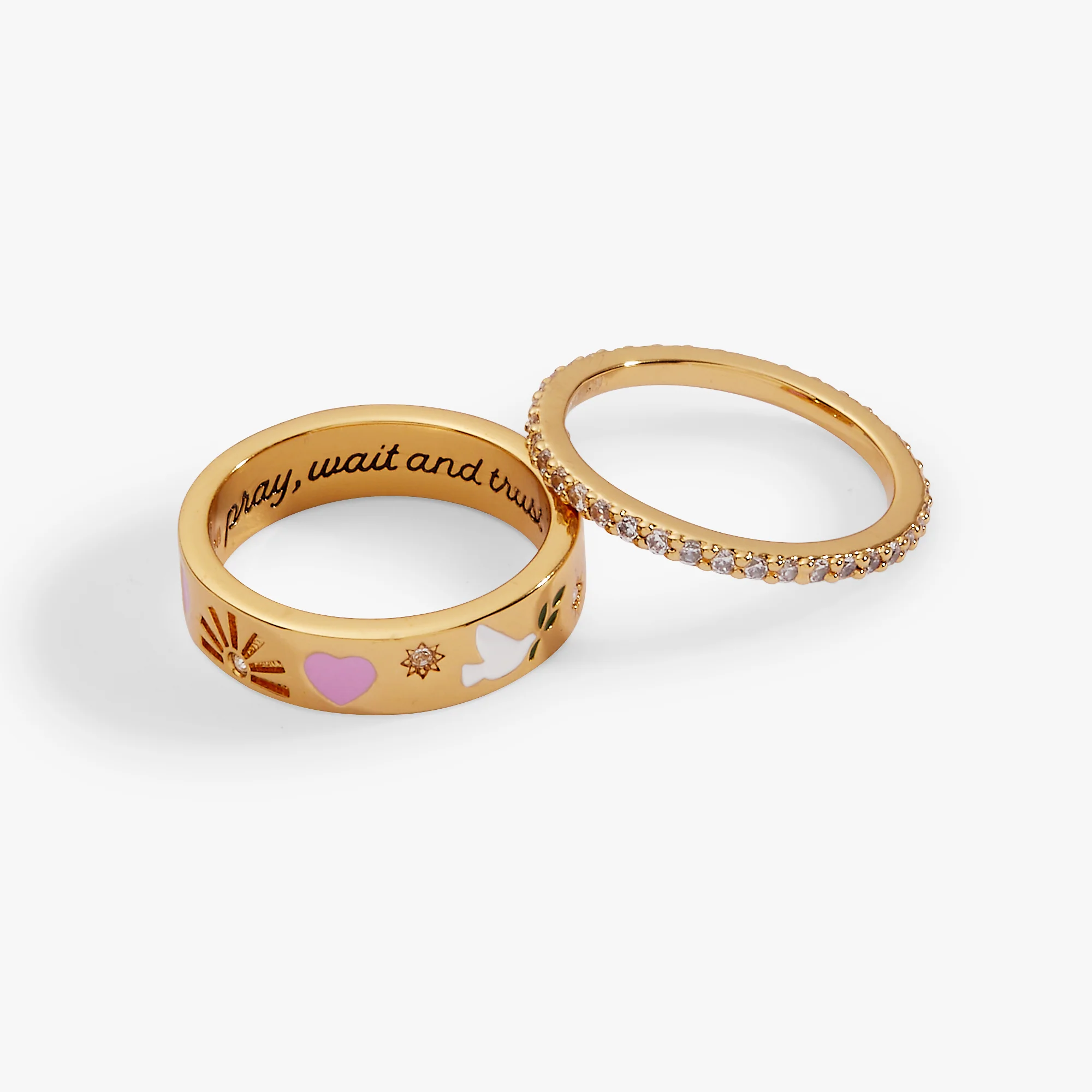 'Pray. Wait and Trust' Ring Set of 2
