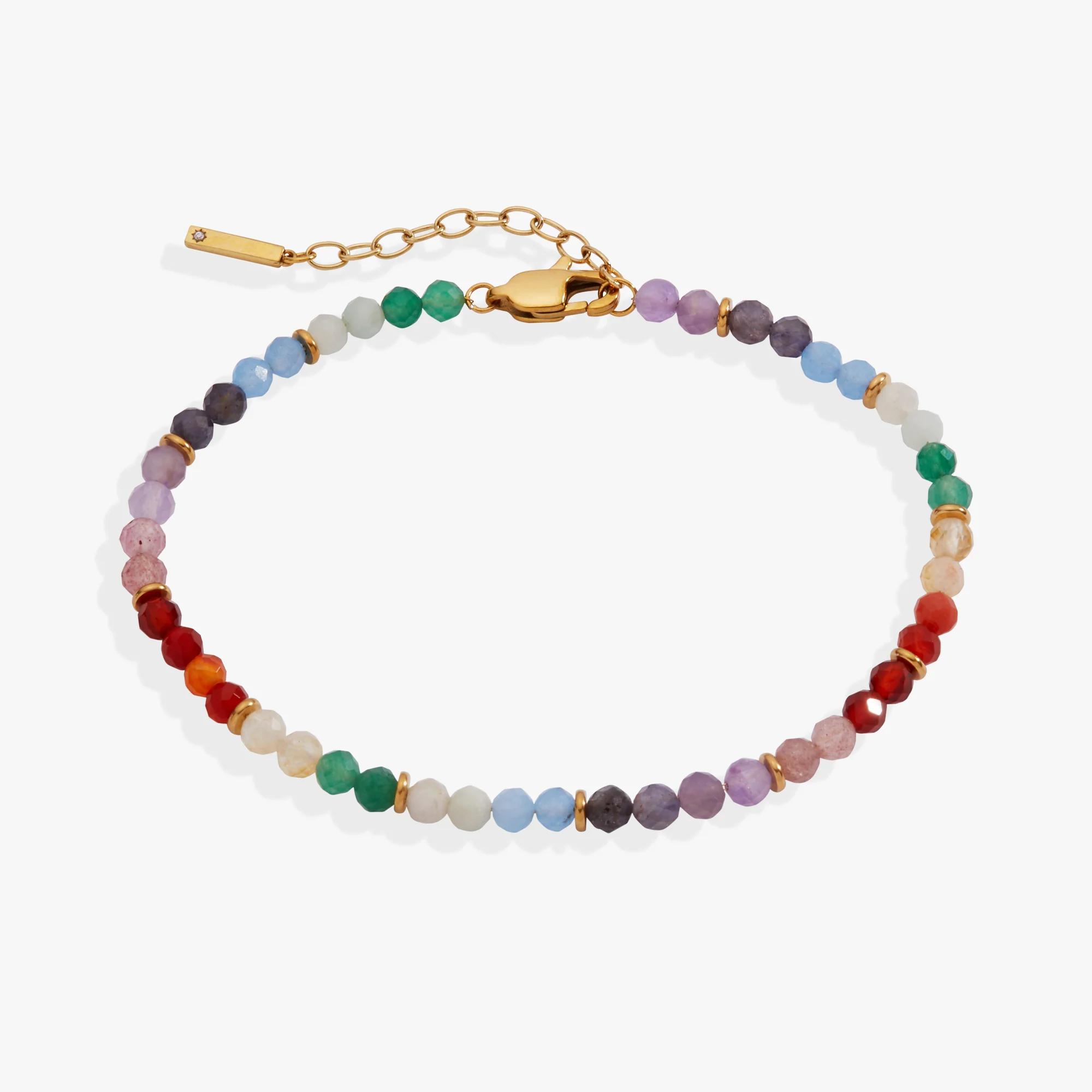 Rainbow Ombre Semi-Precious Beaded Anklet