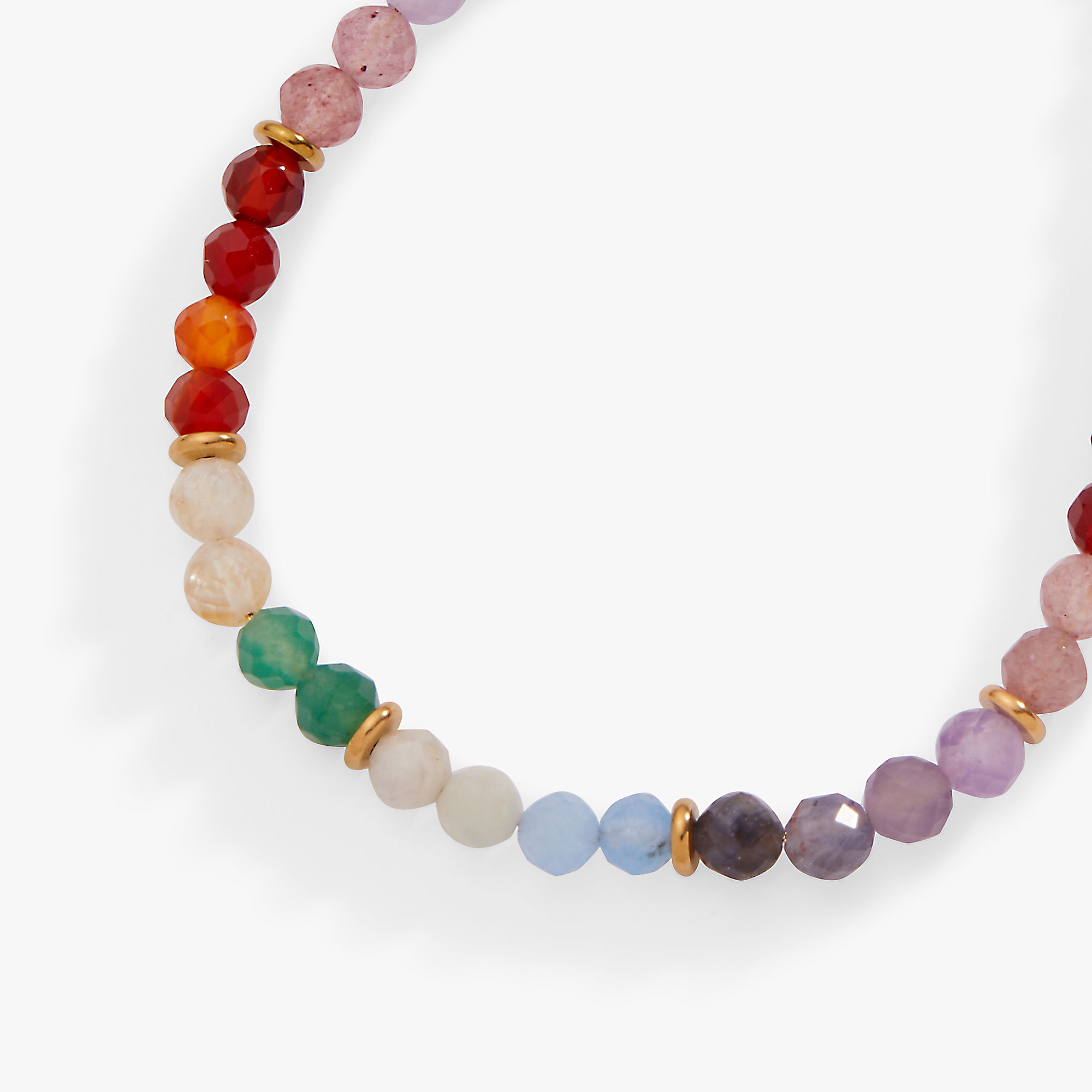 Rainbow Ombre Semi-Precious Beaded Anklet - Image 3