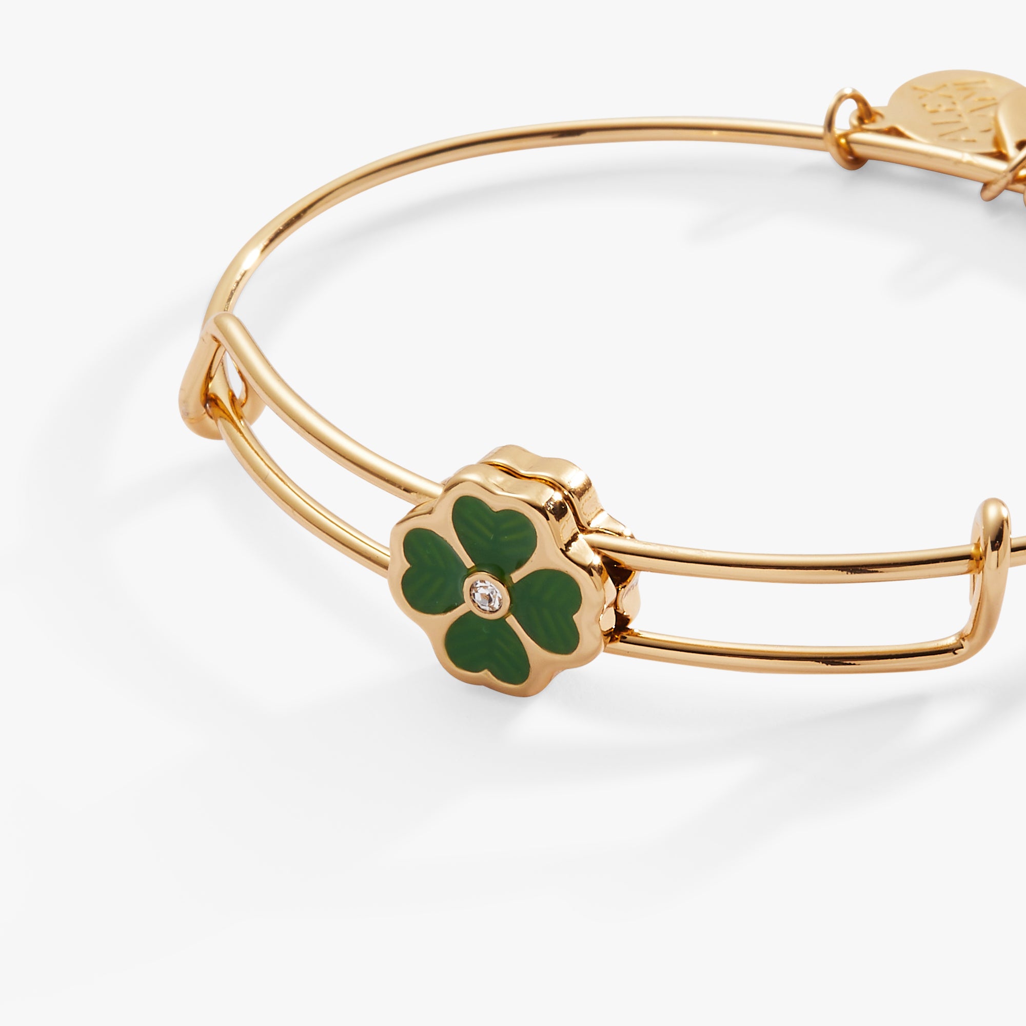 Four-Leaf Clover Slider Charm Bangle - Image 3