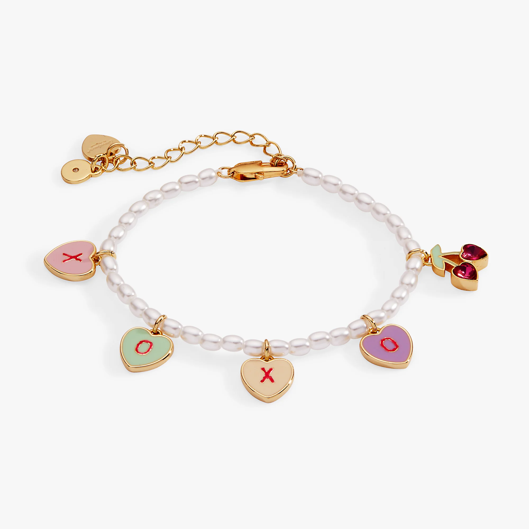 Sweethearts® 'XOXO' Heart Charm Beaded Pearl Bracelet
