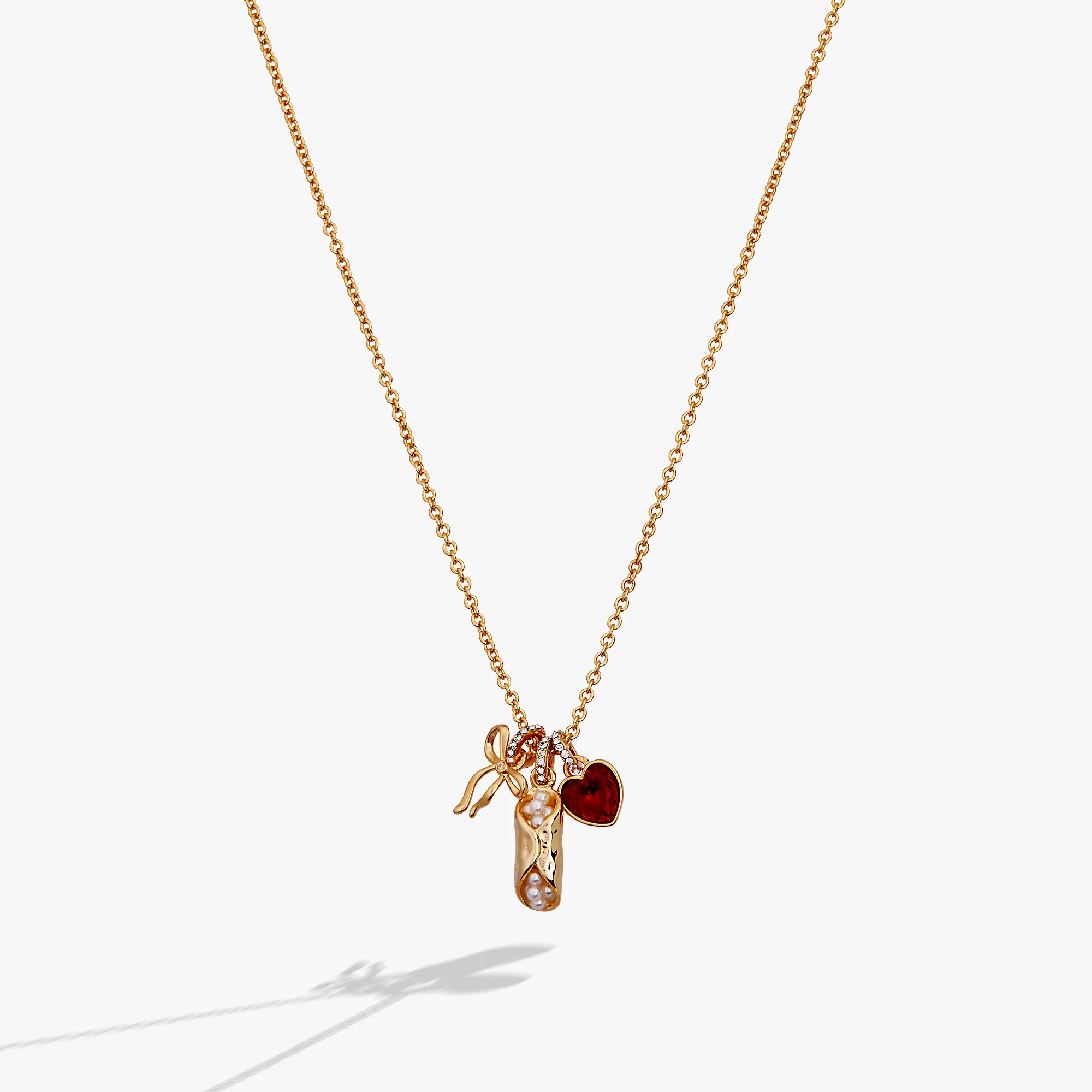 'There Cannoli Be You' Bow & Heart Multi Charm Cluster Necklace
