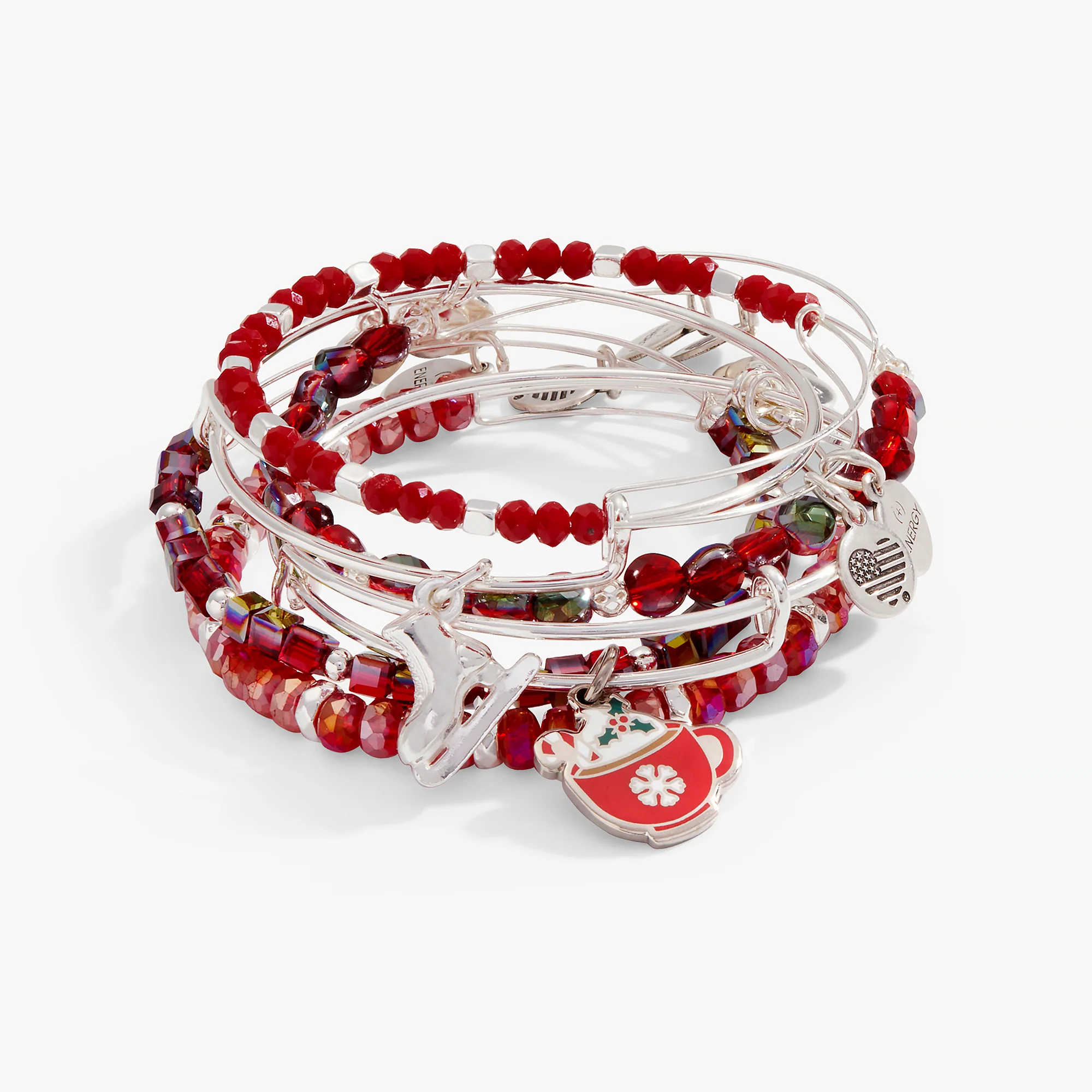 'Warmest Wishes' Charm Bangle. Set of 6
