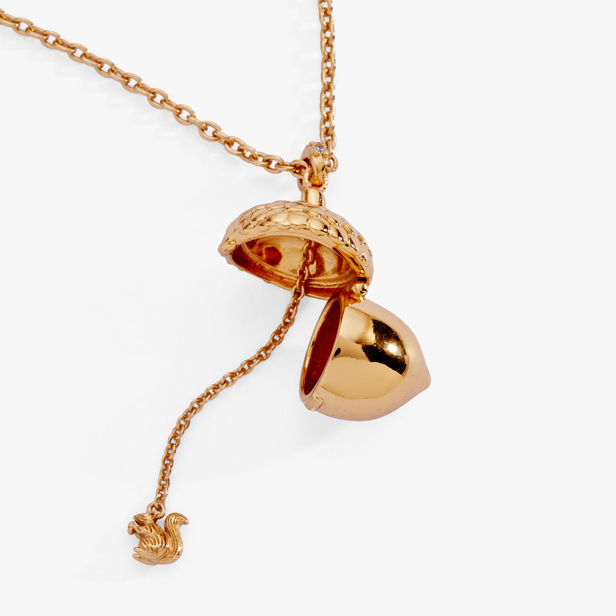 Woodland Acorn & Hidden Squirrel Locket Necklace - Image 2